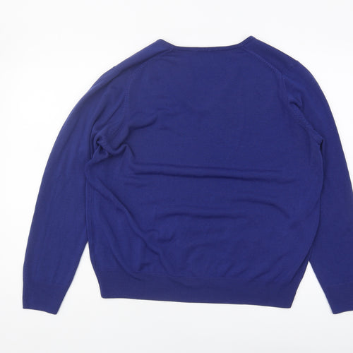 Marks and Spencer Women's Blue V-Neck Pullover Jumper 18