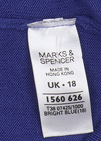 Marks and Spencer Women's Blue V-Neck Pullover Jumper 18