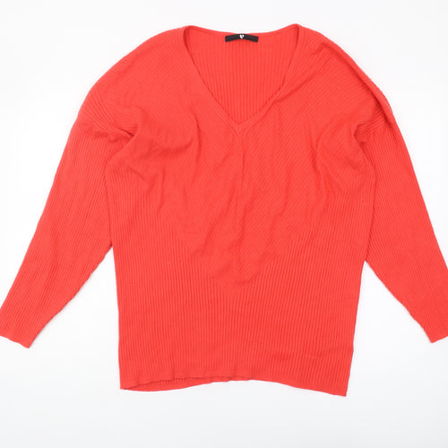 Very Women's Red V-Neck Pullover Jumper Size 18