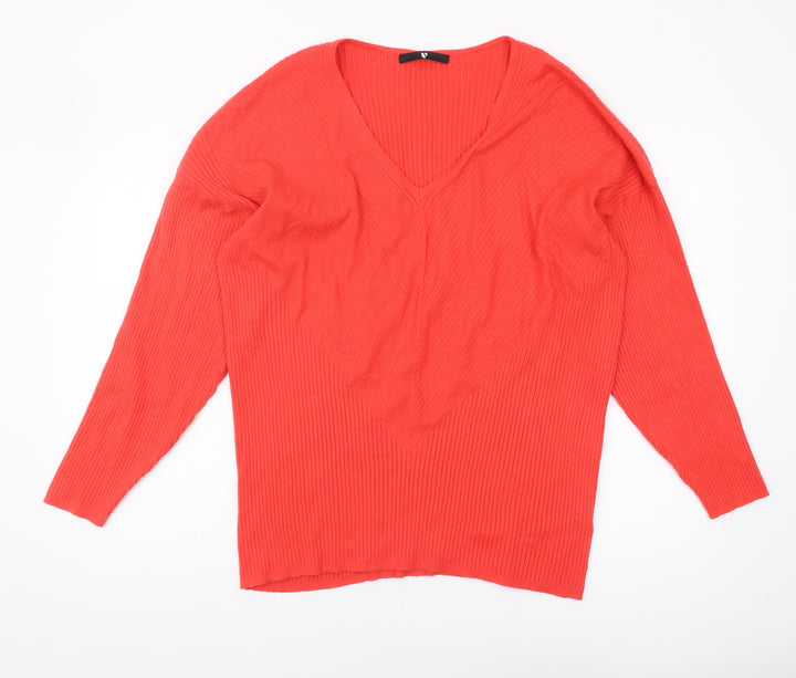 Very Women's Red V-Neck Pullover Jumper Size 18