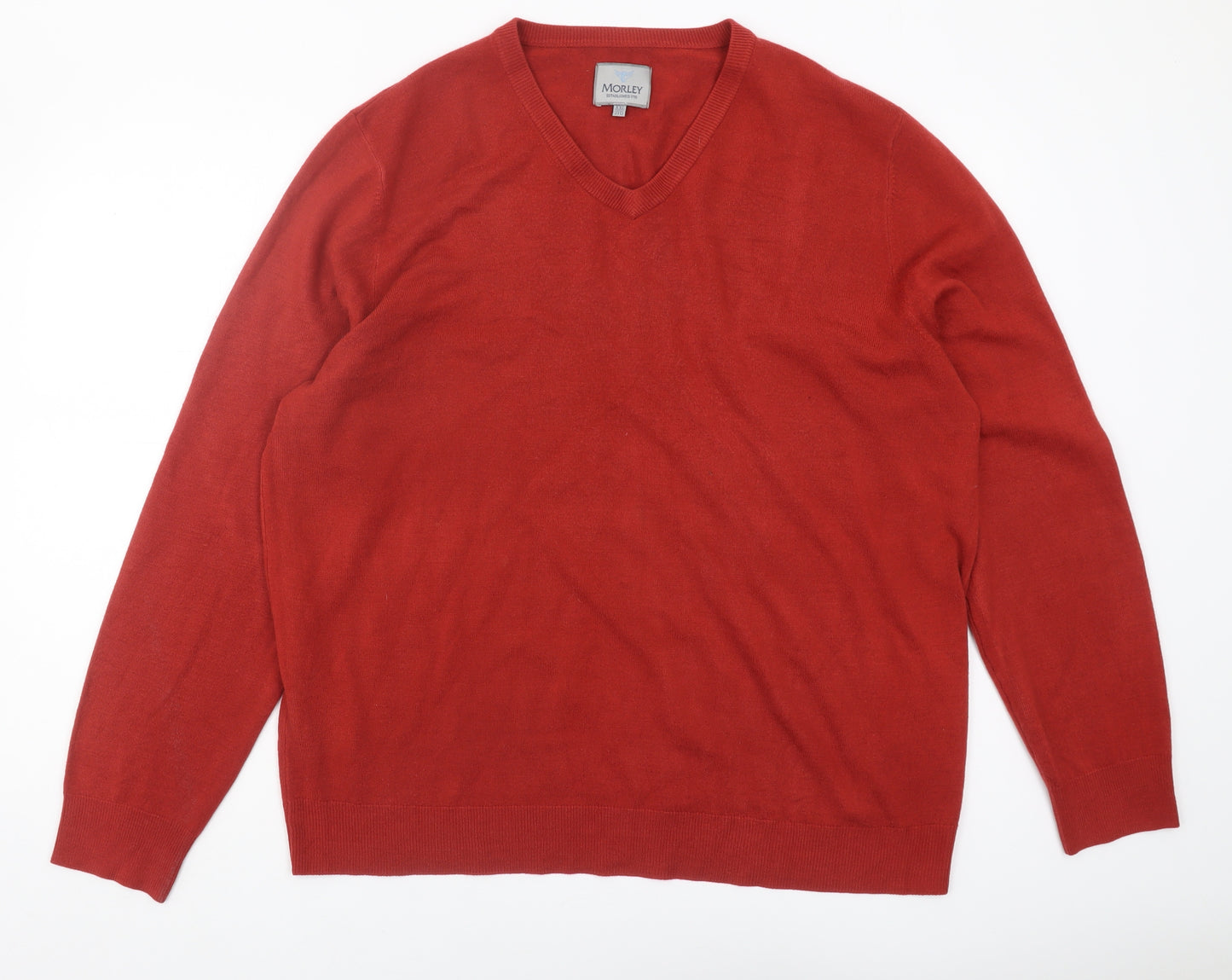 Morley Men's Red V-Neck Pullover Jumper 2XL