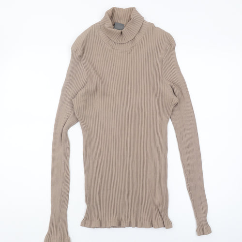 ASOS Women's Beige High Neck Knit Blouse XL Casual