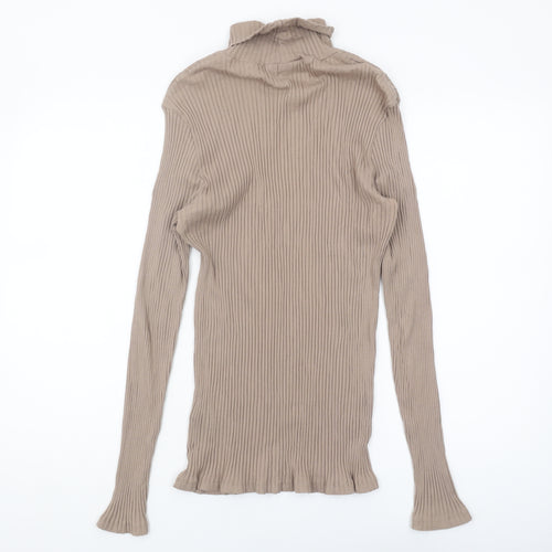ASOS Women's Beige High Neck Knit Blouse XL Casual