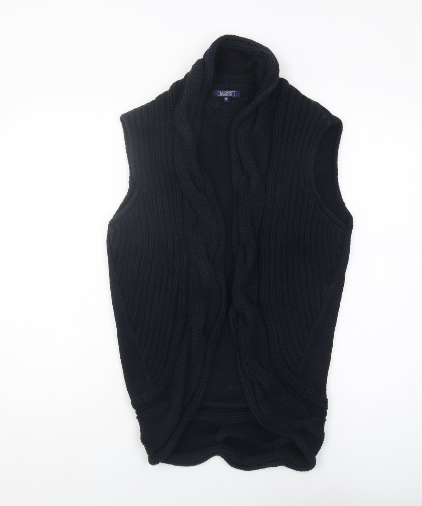 Maine New England Women's Black Vest Cotton Knit Size 18