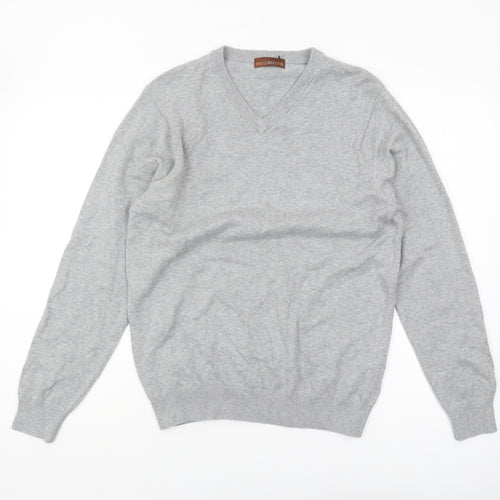 Marks and Spencer Men's Grey V-Neck Pullover Jumper S
