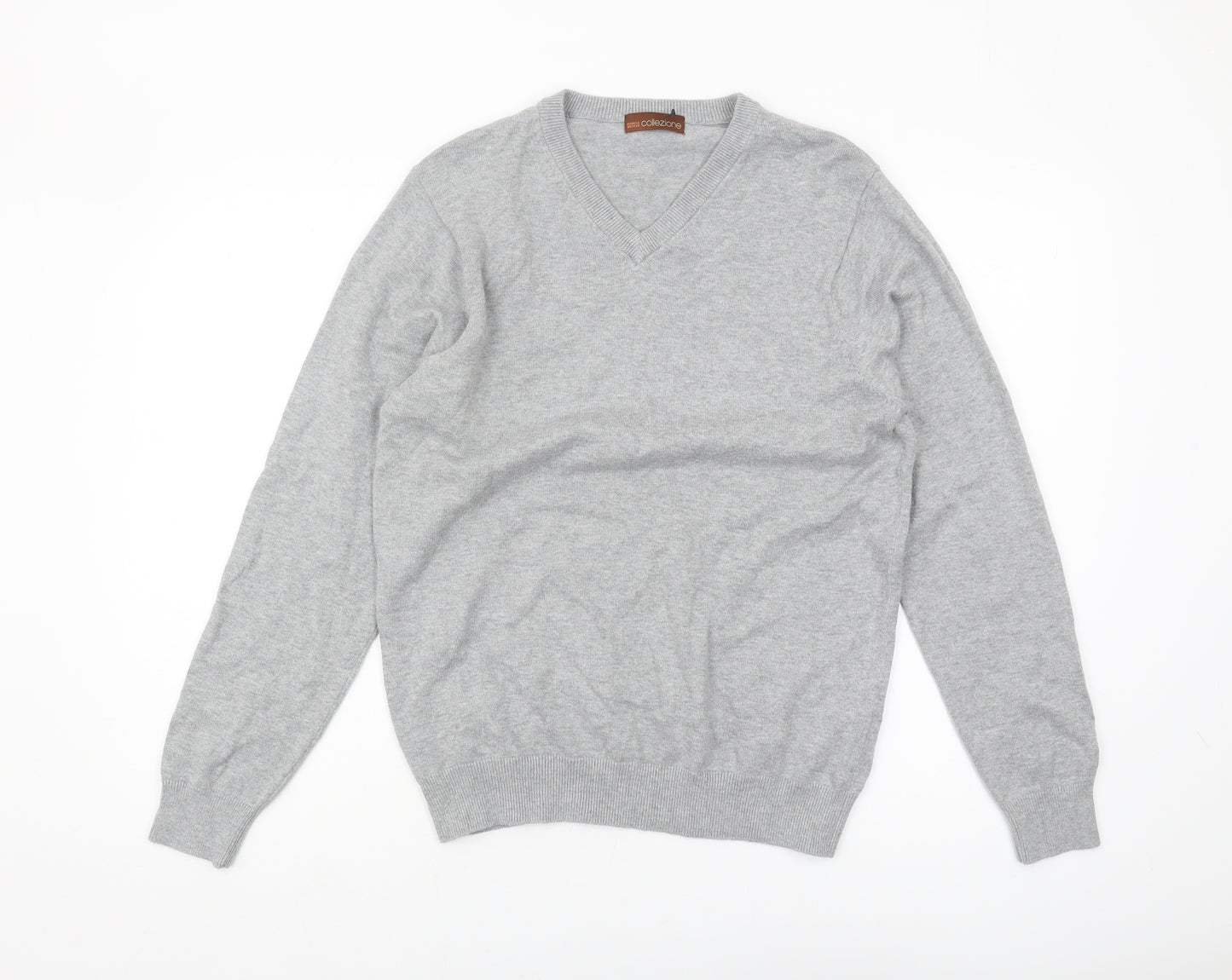Marks and Spencer Men's Grey V-Neck Pullover Jumper S