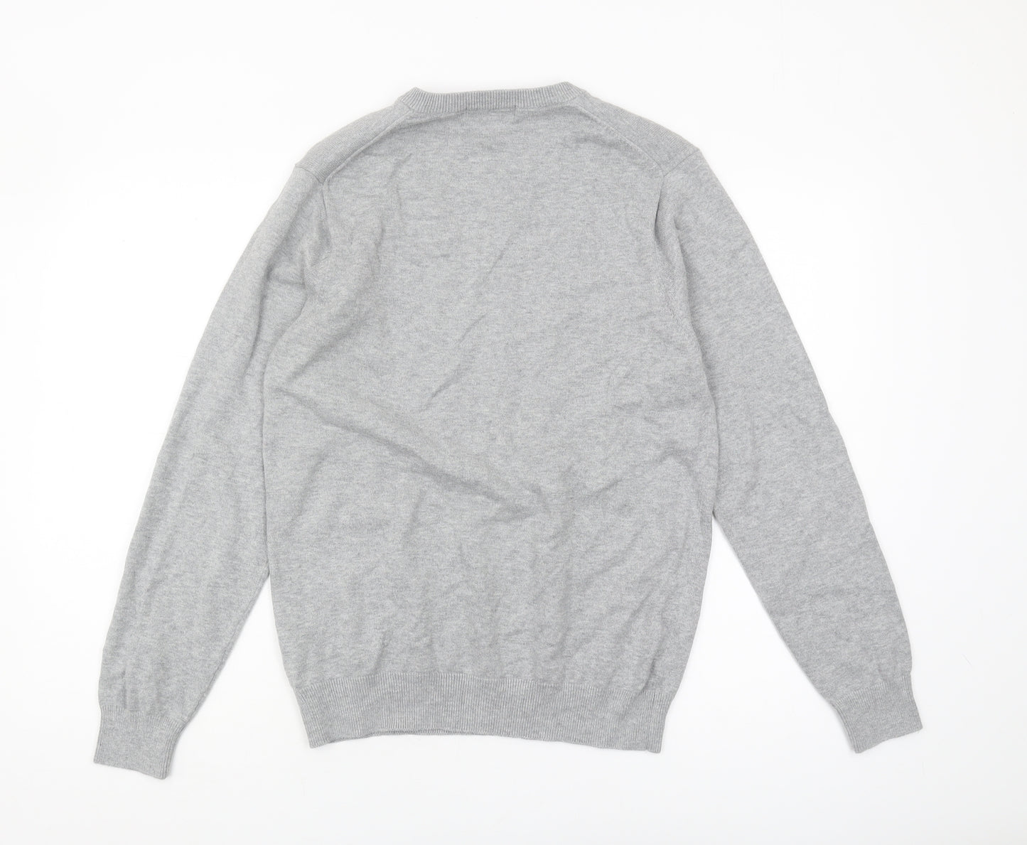Marks and Spencer Men's Grey V-Neck Pullover Jumper S