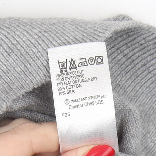 Marks and Spencer Men's Grey V-Neck Pullover Jumper S