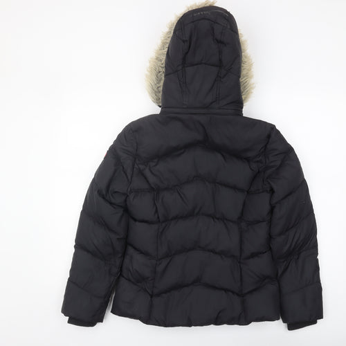Tommy Hilfiger Girls Black Puffer Jacket 13 Years Hooded Lined