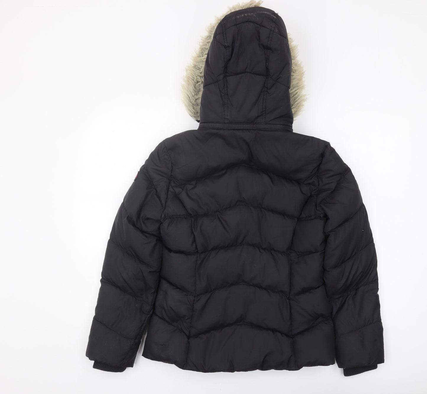 Tommy Hilfiger Girls Black Puffer Jacket 13 Years Hooded Lined