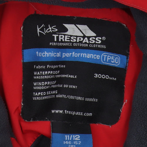 Trespass Boys Red Waterproof Rain Coat 11 Years - Winter Jacket