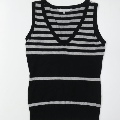 Red Herring Women's Black Striped Vest Jumper Size 10