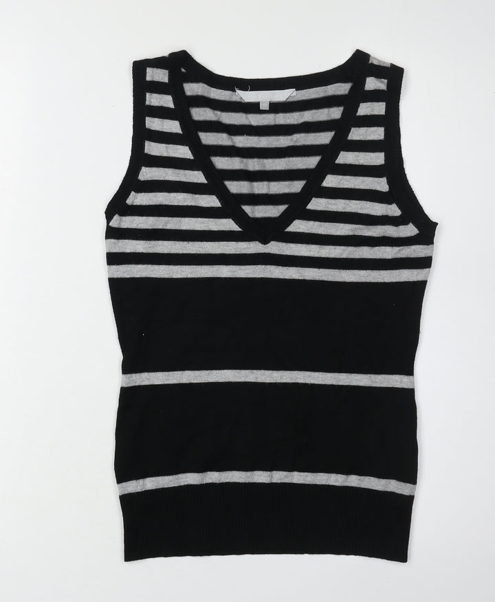 Red Herring Women's Black Striped Vest Jumper Size 10