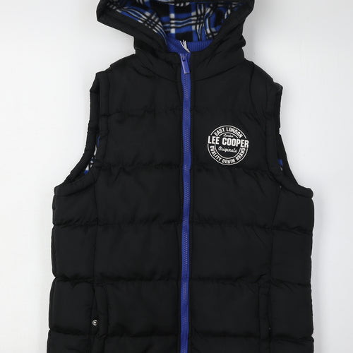 Lee Cooper Boys' Black Hooded Gilet 13 Years