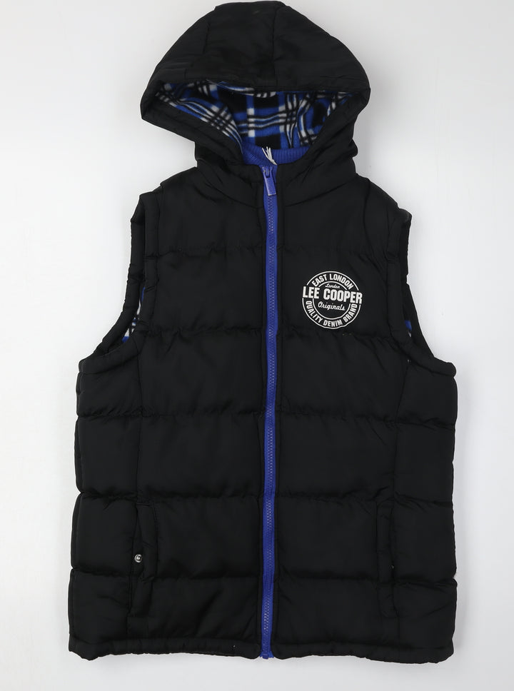 Lee Cooper Boys' Black Hooded Gilet 13 Years