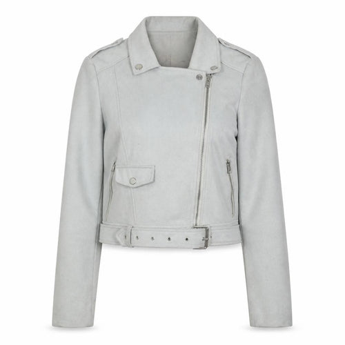 Missguided Women's Grey Cropped Biker Jacket Size 6