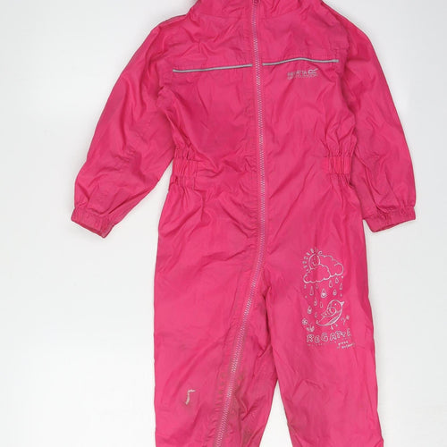 Regatta Girls Pink Hooded Jumpsuit 2-3 Years