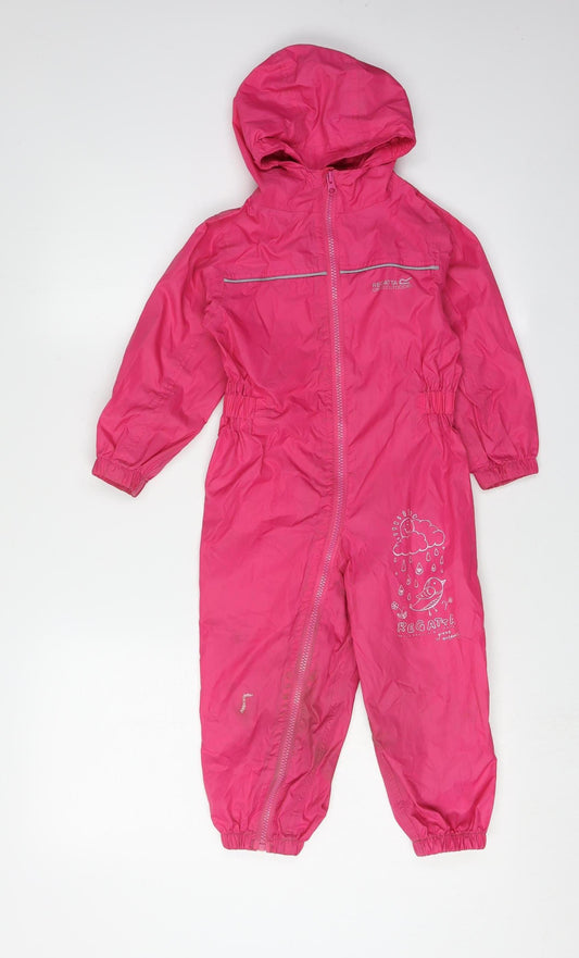 Regatta Girls Pink Hooded Jumpsuit 2-3 Years