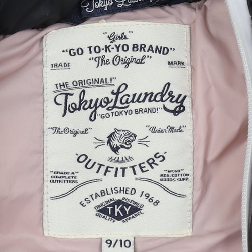 Tokyo Laundry Girls Pink Black Puffer Jacket 9-10 Years