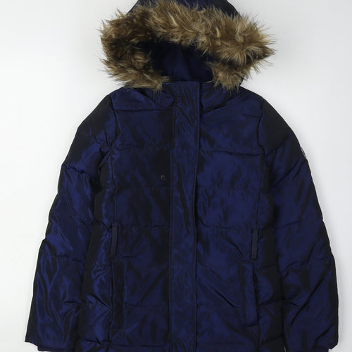 Gap Girls Blue Puffer Jacket 11 Years Winter Hooded