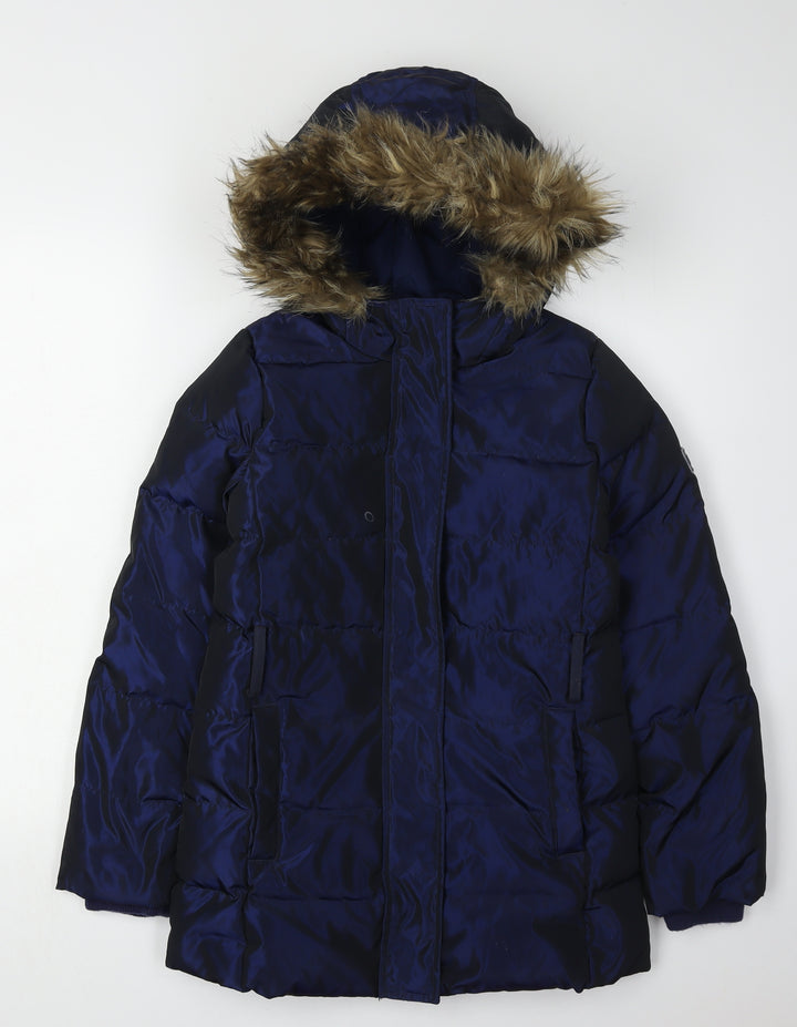 Gap Girls Blue Puffer Jacket 11 Years Winter Hooded