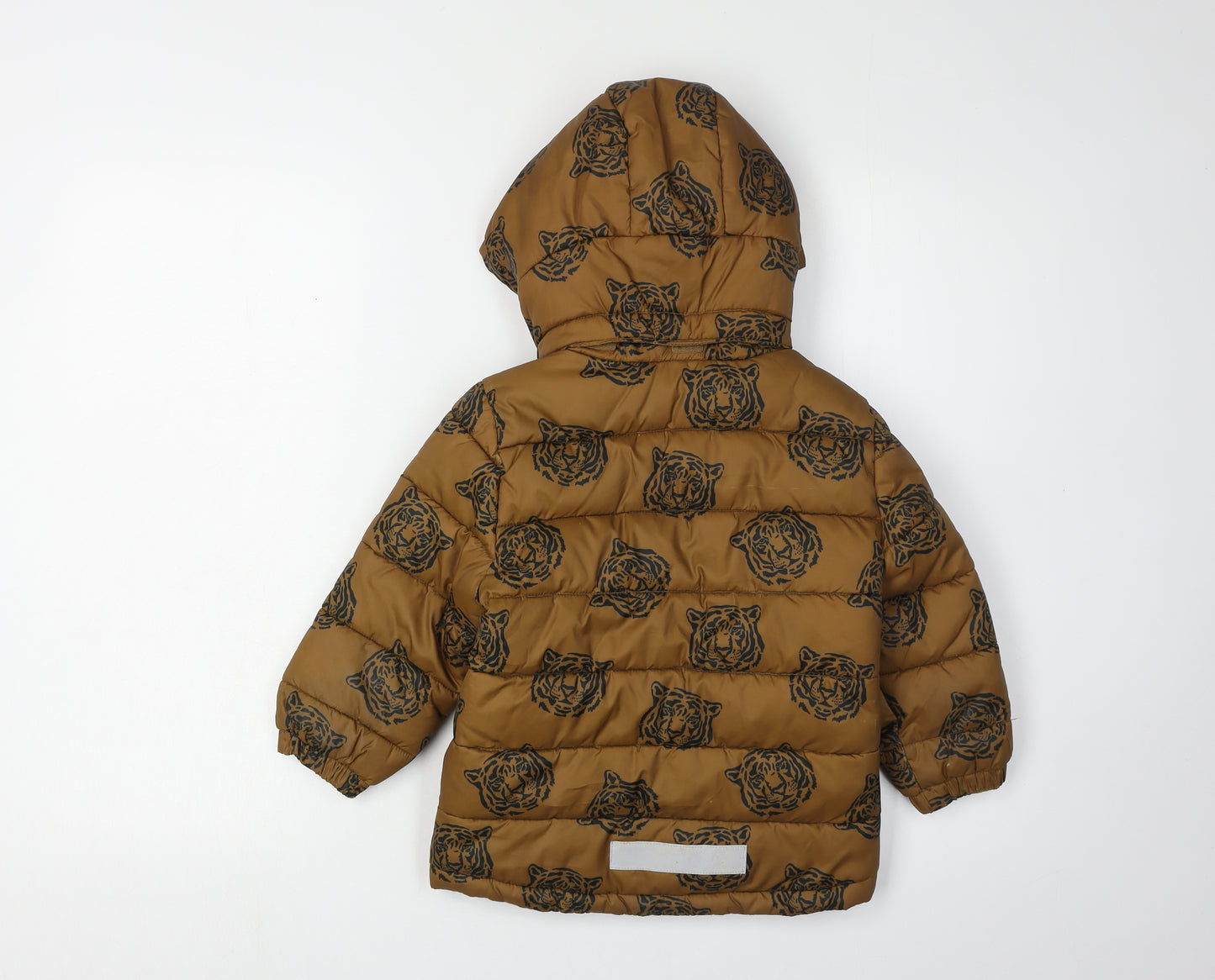 H&M Boys Brown Animal Print Puffer Jacket 2-3 Yrs