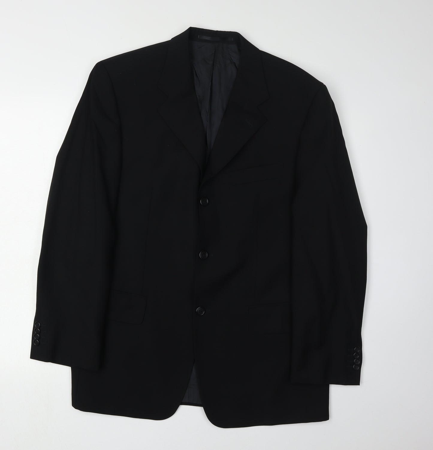 Baumler Men's Black Single Breasted Wool Suit Jacket Size 44