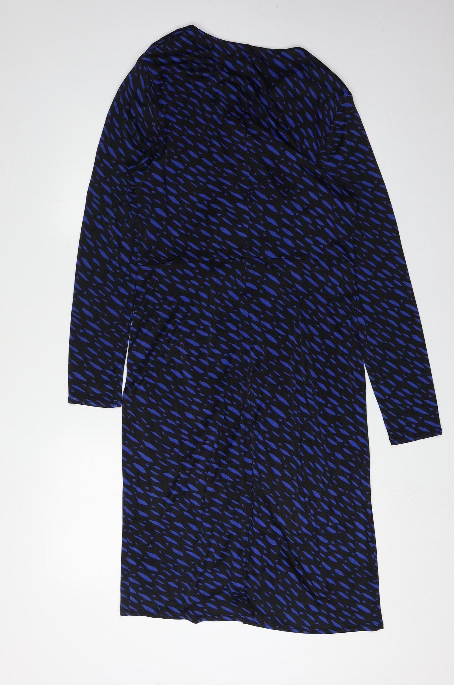 L.K. Bennett Women's Blue Black Wrap Dress Size 14