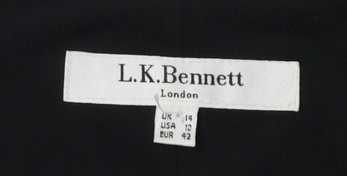 L.K. Bennett Women's Blue Black Wrap Dress Size 14