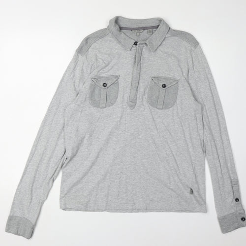 Ted Baker Men’s Grey Collared Henley Jumper - L