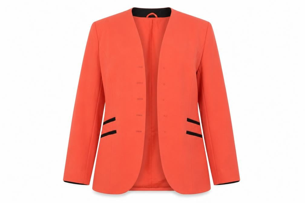 Front view of Jacques Vert Women's Orange Blazer, size 12, Formal Wear