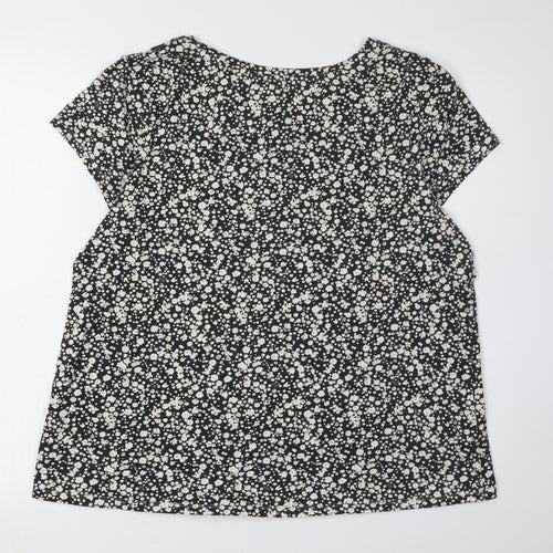 Animal Women's Black Floral T-Shirt, Size 16, Scoop Neck