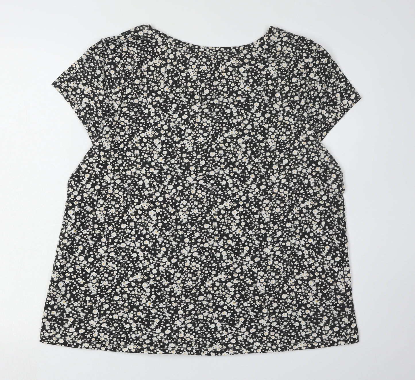 Animal Women's Black Floral T-Shirt, Size 16, Scoop Neck