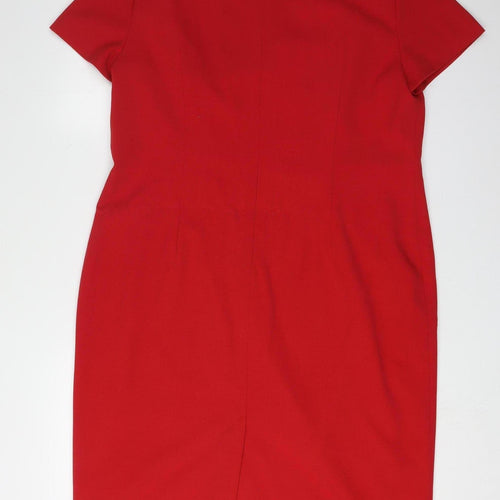 Viyella Women's Red Dress Size 18 V-Neck Lined
