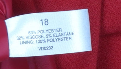 Viyella Women's Red Dress Size 18 V-Neck Lined