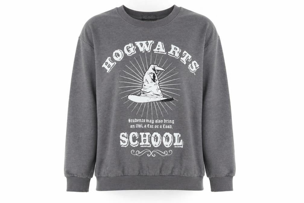 Front view of George Harry Potter Grey Pullover Sweatshirt M unisex