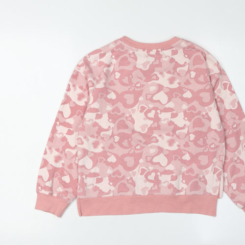 DKNY Girls Pink Heart Sweatshirt - Size S, Casual Style