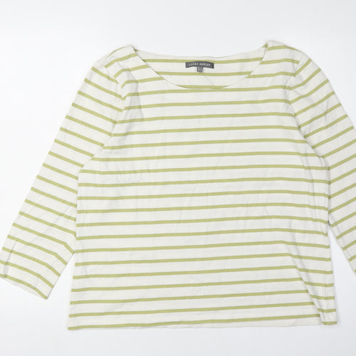 Laura Ashley Women's Green Striped T-Shirt UK 16