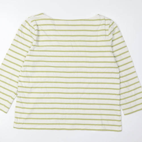 Laura Ashley Women's Green Striped T-Shirt UK 16