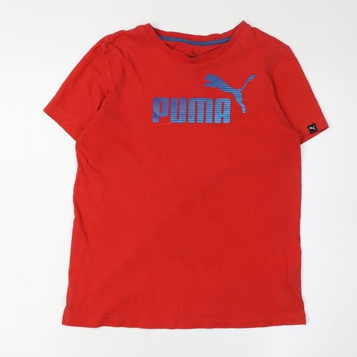 Puma Boys Red Logo T-Shirt 13-14 Years Casual Short Sleeve