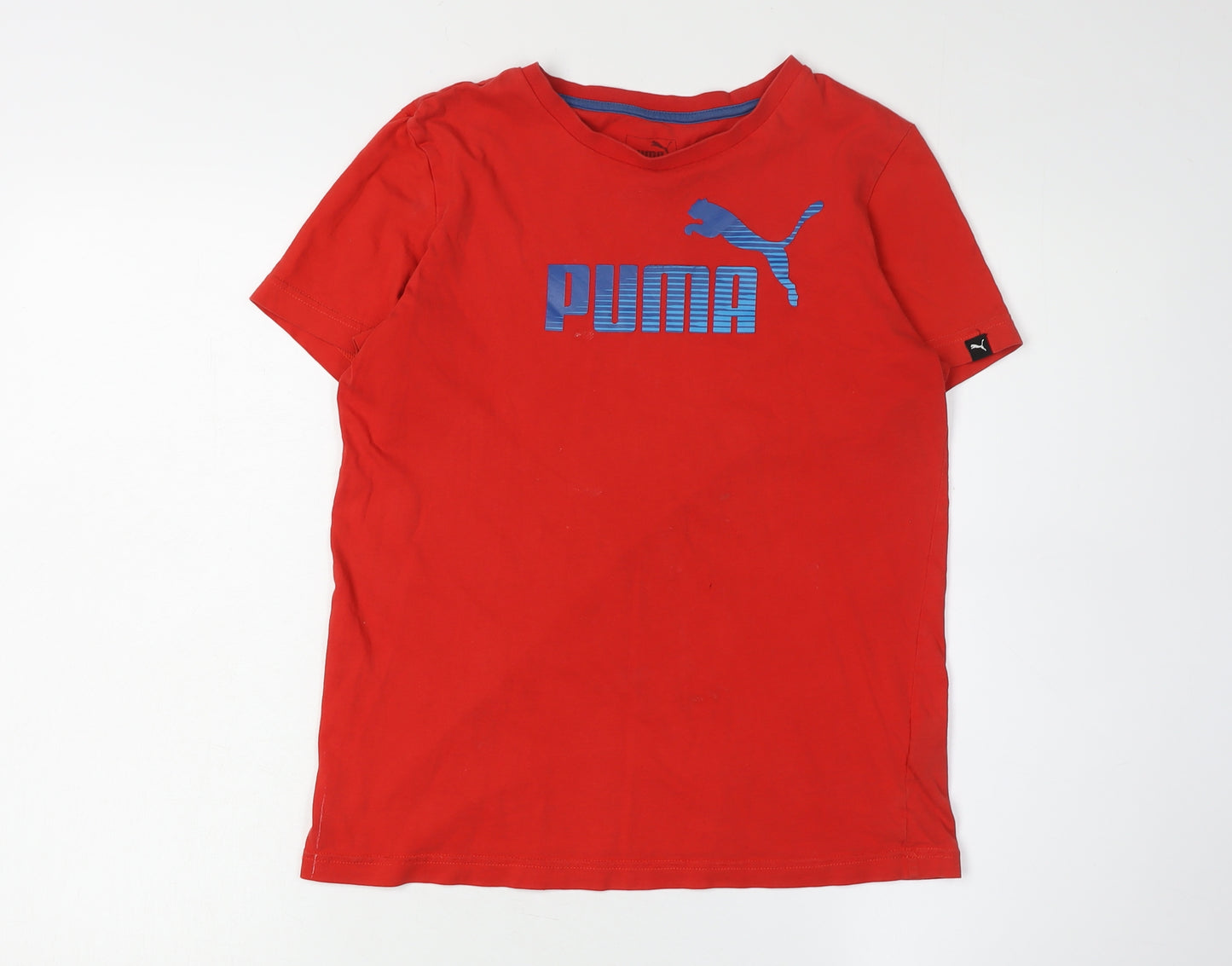 Puma Boys Red Logo T-Shirt 13-14 Years Casual Short Sleeve