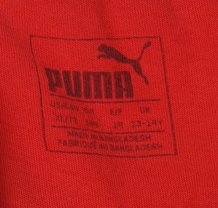 Puma Boys Red Logo T-Shirt 13-14 Years Casual Short Sleeve