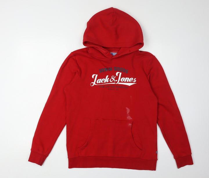 Jack & Jones Boys Red Hoodie Pullover - Size 14 Yrs