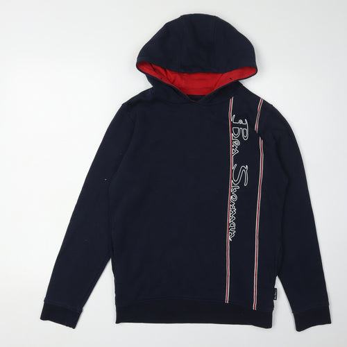 Ben Sherman Boys Blue Pullover Hoodie with Logo, Age 12-13