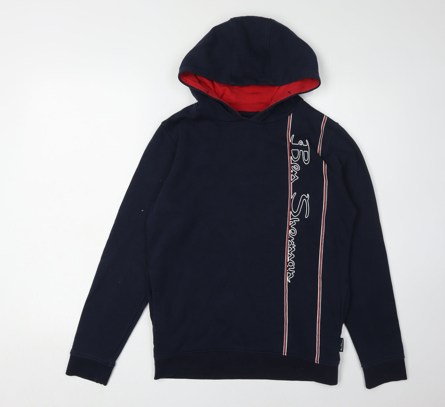 Ben Sherman Boys Blue Pullover Hoodie with Logo, Age 12-13