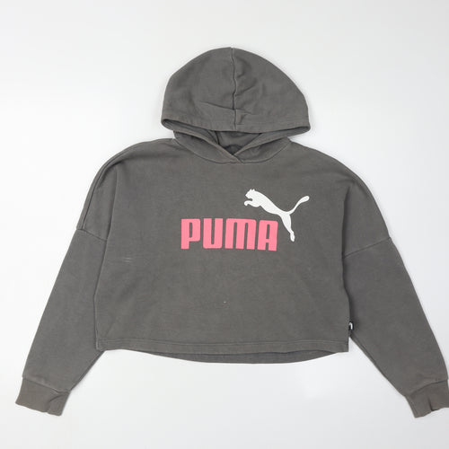Puma Girls Grey Logo Hoodie, Size 11-12 Yrs, Casual Style
