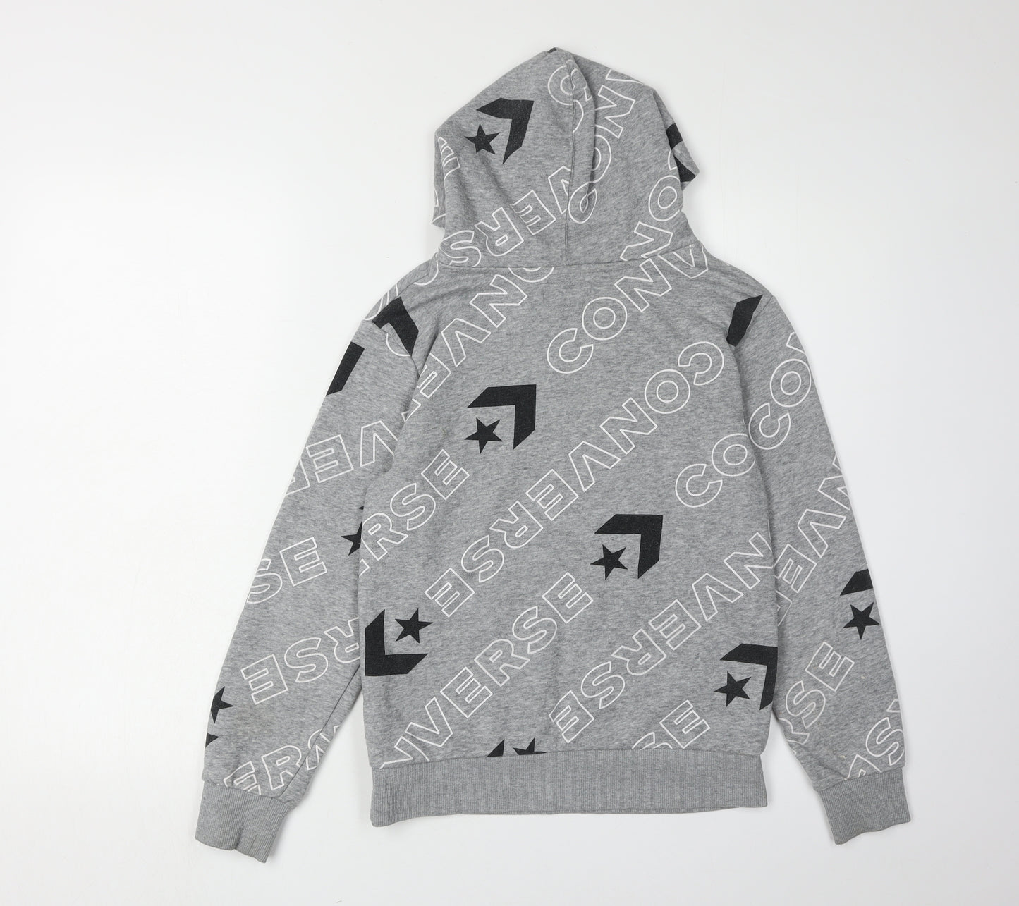 Converse Boys' Grey Logo Hoodie - M, Pullover, Graphic Print