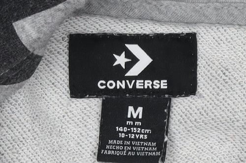 Converse Boys' Grey Logo Hoodie - M, Pullover, Graphic Print