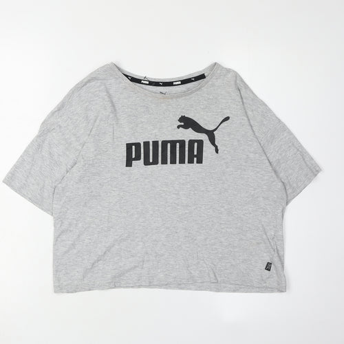 Puma Women's Grey Cotton T-Shirt, XS, Casual Comfort