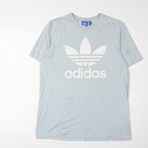 Adidas Men's Blue T-Shirt Size L with Logo